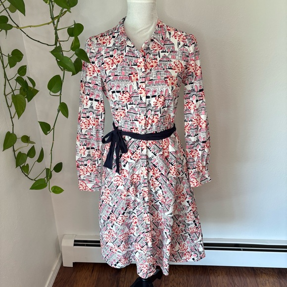 Boden Posey Glasshouse Print Shirtdress Size 4L - Picture 2 of 12